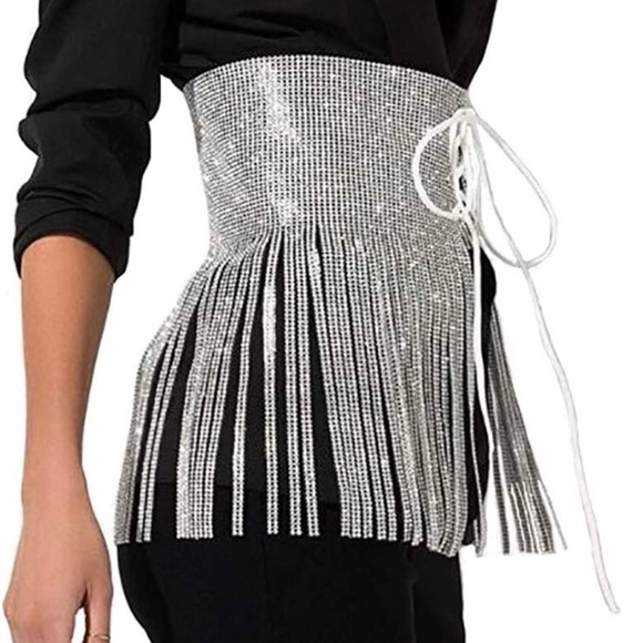 Ciao Adirana Rhinestone Silver Corset Belt - Picture 13 of 16